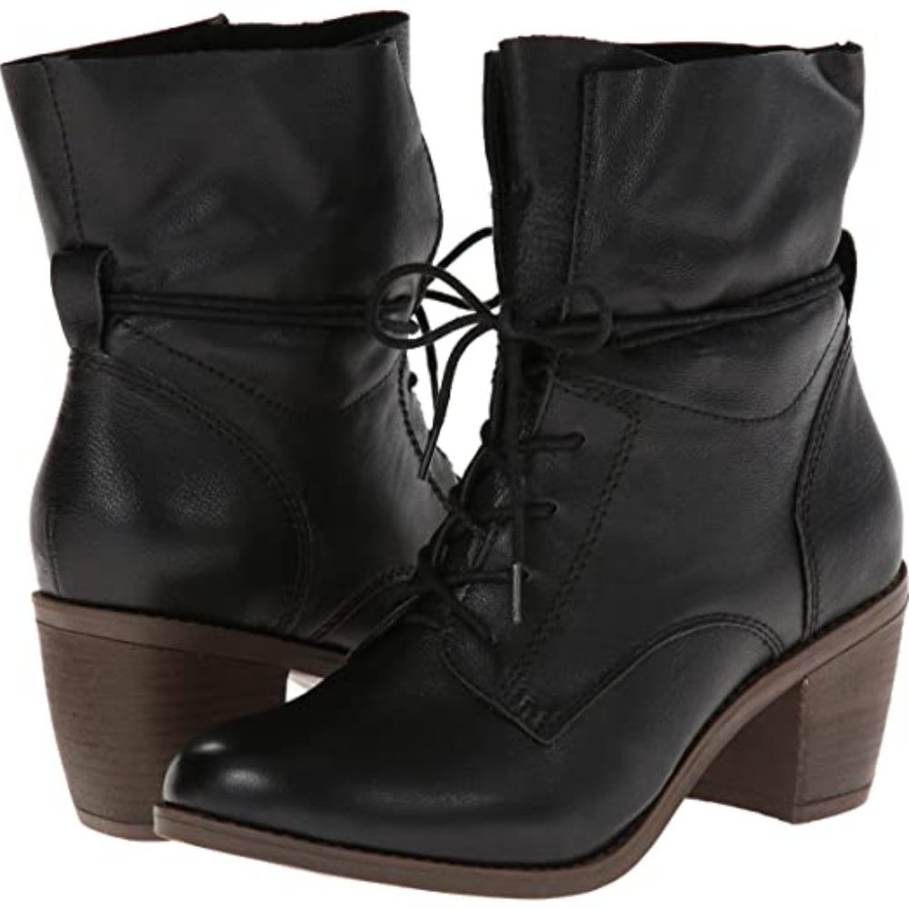 Steve Madden Black Gretchen Slouchy Leather Boots Booties NWOB 10